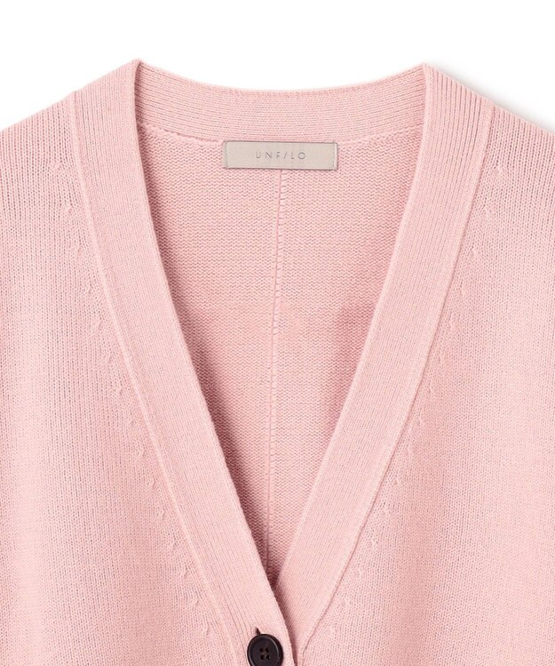 UNFILO 【洗える】クロップド Vネック カーディガン ピンク