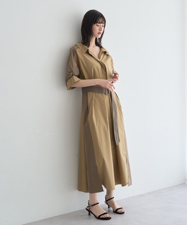YECCA VECCA ベルト付きスキッパーシャツワンピース Beige