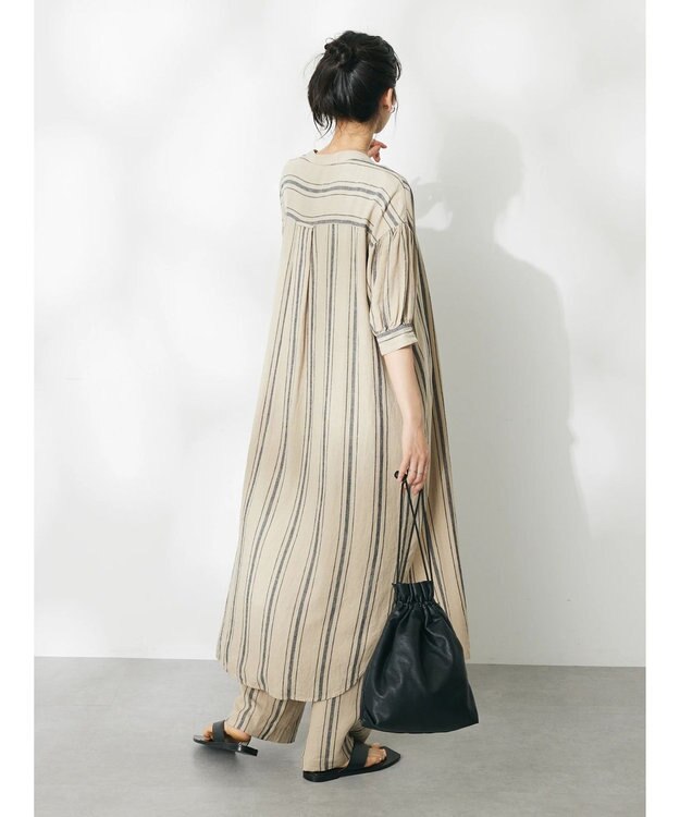 CRAFT STANDARD BOUTIQUE リネンレーヨンストライプワンピース Stripe Beige