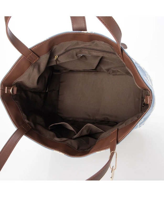 UNBILLION cachecache 花刺繍トートバッグL ブルー