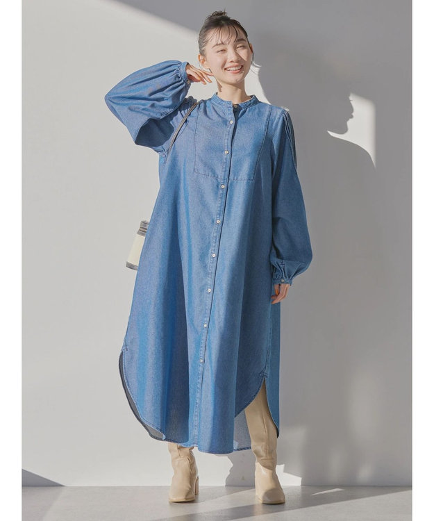 AMERICAN HOLIC デニムフレアシャツワンピース Indigo