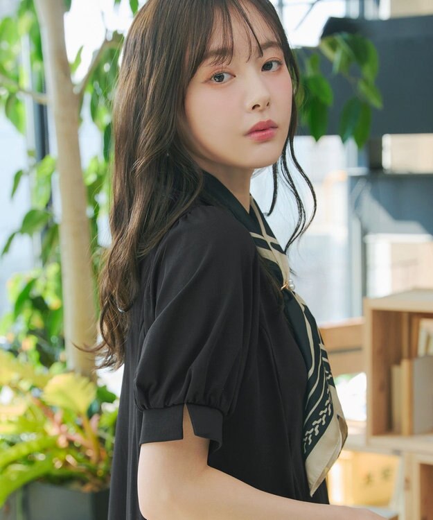 Tiaclasse 【おのののかさん着用】「サマケア」パフスリーブAラインワンピース ブラック