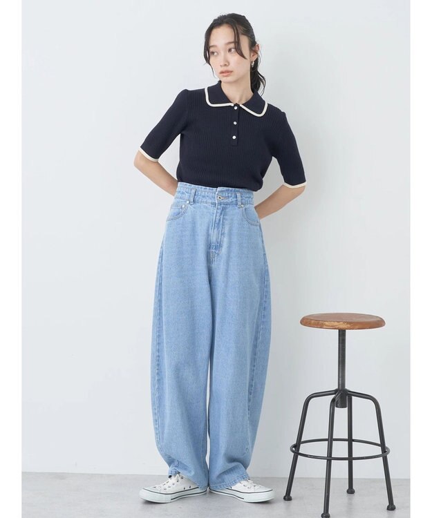 earth music&ecology ハイショクポロニット Navy