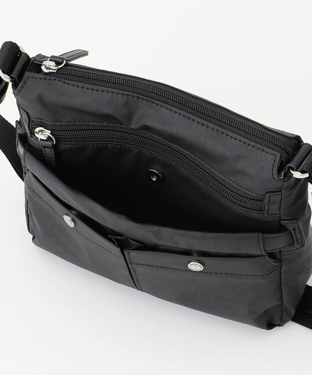 LA BAGAGERIE モノグラム　スクエアナイロンショルダー　SSサイズ ブラック