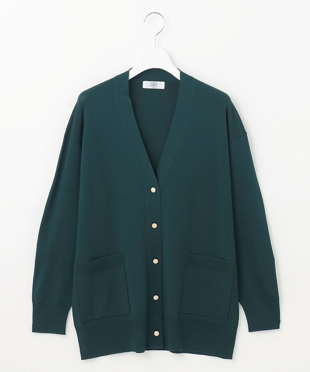 J.PRESS LADIES S 【洗える】レーヨンエリートストレッチ Vネック カーディガン ダークグリーン系