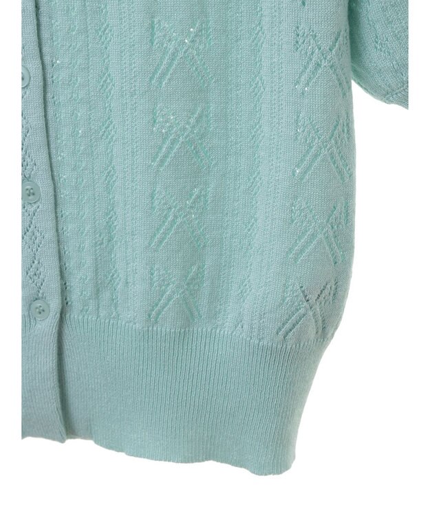 earth music&ecology リボン柄透かし編みニットカーディガン Mint