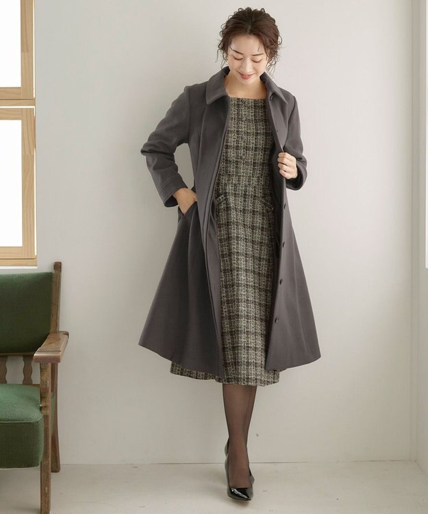 Tiaclasse 【ウール90％】ステンカラープリンセスウールコート ブラウン