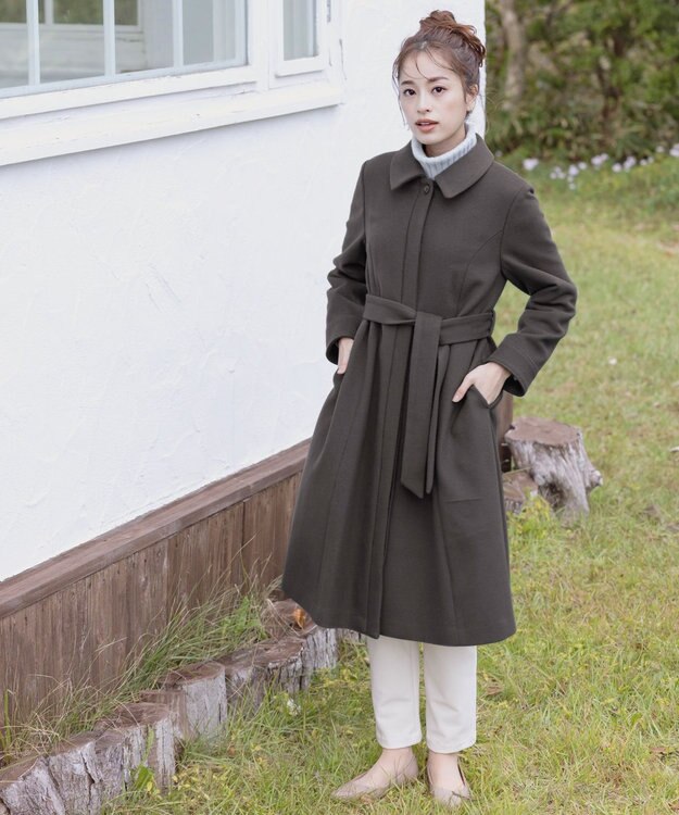 Tiaclasse 【ウール90％】ステンカラープリンセスウールコート ブラウン