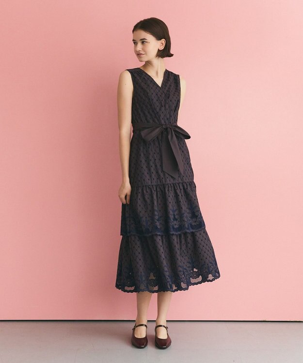 GRACE CONTINENTAL カットワークembドレス ブラウン