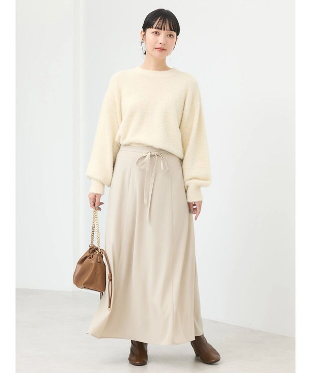 earth music&ecology リボンフレアスカート Beige