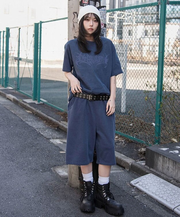 WEGO 【ユニセックス着用ITEM】ピグメントグラフィックT（SS） ネイビー