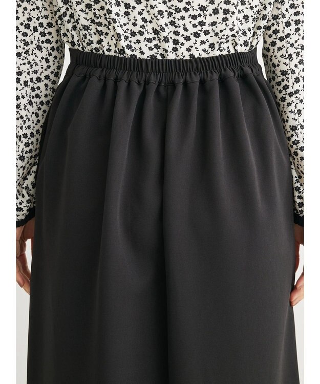 Green Parks きれいシルエット裾フレアスカート Black