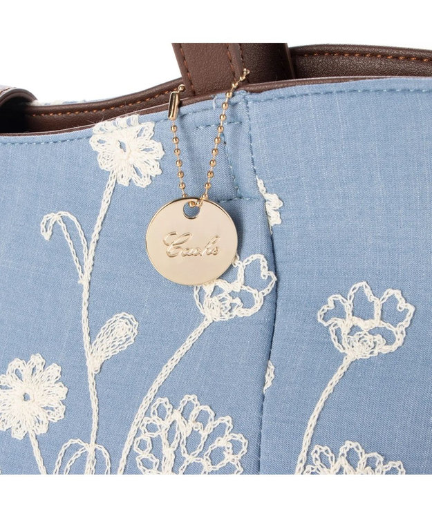 UNBILLION cachecache 花刺繍トートバッグL ブルー