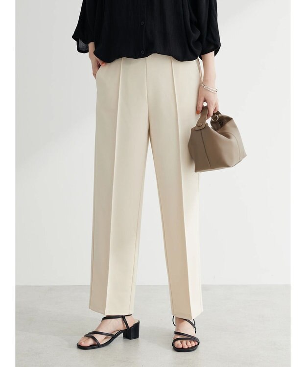 Green Parks らくスレストレートパンツ Ivory