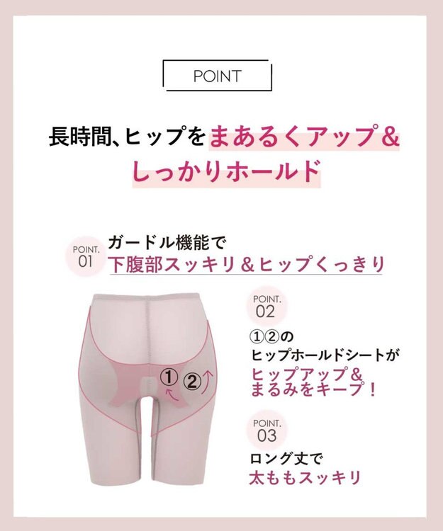 AMPHI ガードル ヒップアップ ヒップまるみをキープ 【Hold Day Girdle ホールドデイガードル】 ロング丈 GYJ169 アンフィ／ワコール パープル