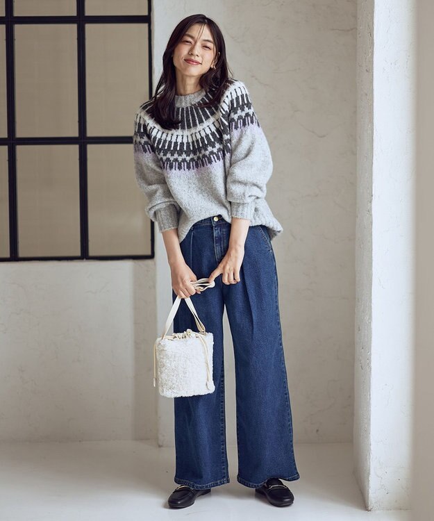 ANY ノルディックパターンニット ライトグレー