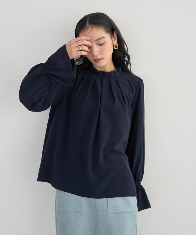 YECCA VECCA タックデザインブラウス Navy