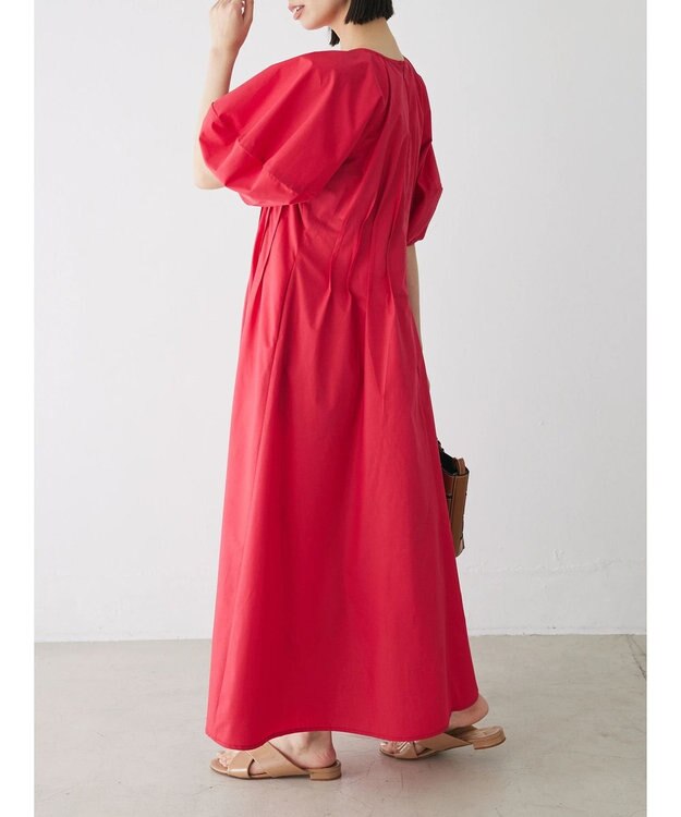 Green Parks ボリューム袖ロングワンピース Red