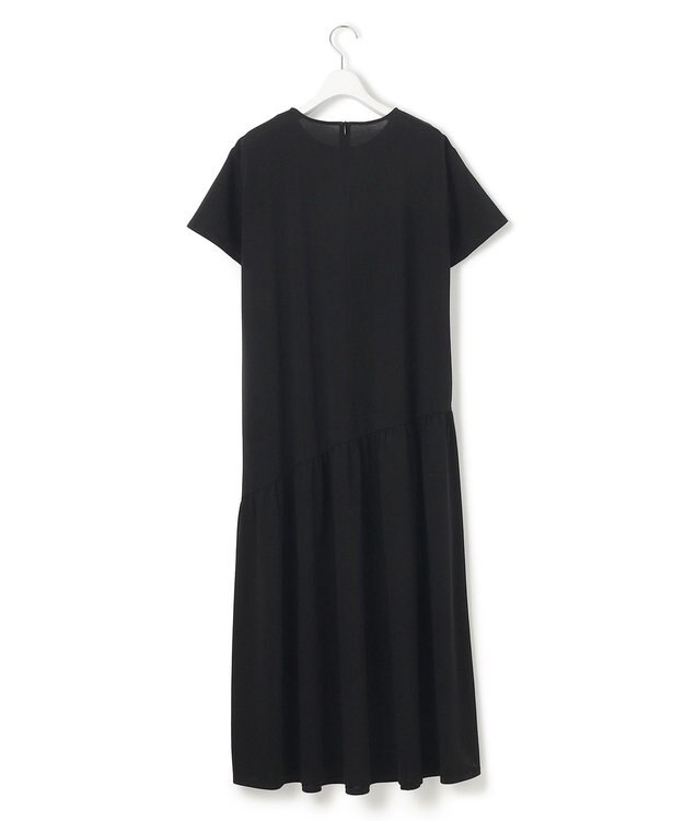 23区 【Oggi8月号掲載/接触冷感/洗える】ツイストコットンプレーティング ティアードワンピース ブラック系