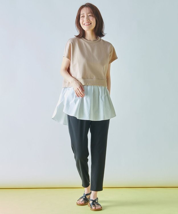 ANY L 裏毛レイヤード風トップス ベージュ