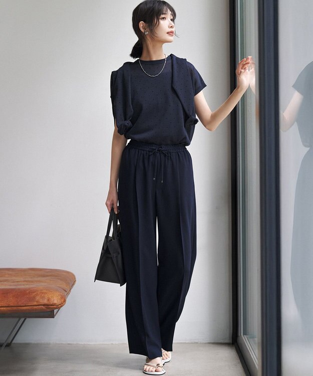23区 S 【WEB&一部店舗限定カラーあり】シアードット フレンチスリーブ ニット [WEB&一部店舗限定]ネイビー系