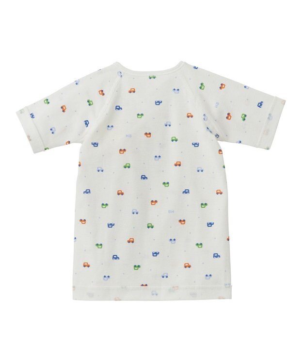 MIKI HOUSE HOT BISCUITS 【50-60cm】 フライス 短肌着 プリント柄 ブルー