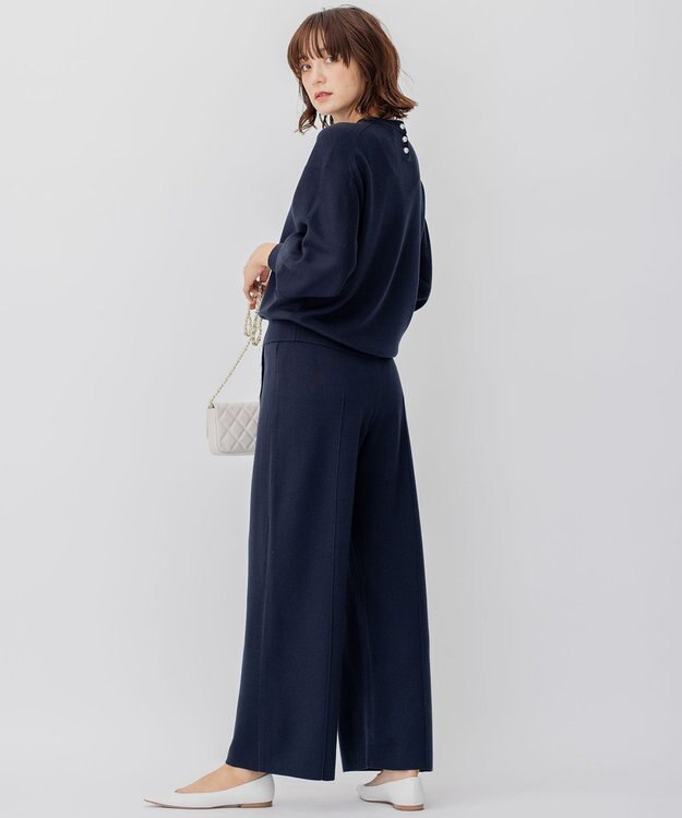 23区 【CLASSY.1月号掲載】ウールブレンド ニット パンツ ネイビー系