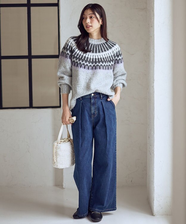 ANY ノルディックパターンニット ライトグレー