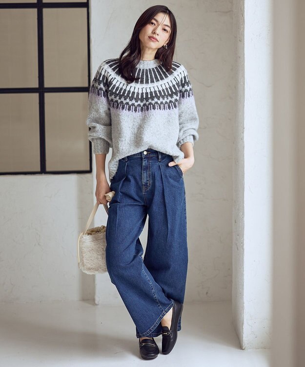 ANY ノルディックパターンニット ライトグレー