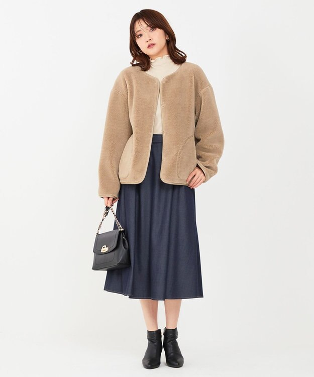 ANY SIS L 【洗える】チノライクタック スカート シャンブレーブルー