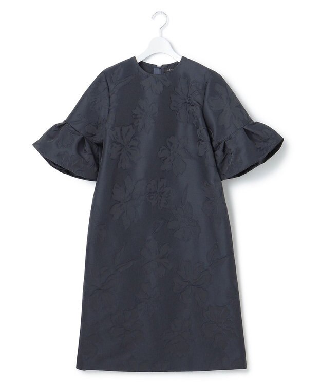 23区 L 【APPLAUDIR】マニフィークフラワージャカード ドレス ネイビー系
