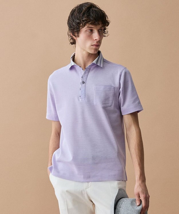 JOSEPH ABBOUD 【愛されて21年！オーガニックコットン使用】ダディ ポロシャツ ライラック系