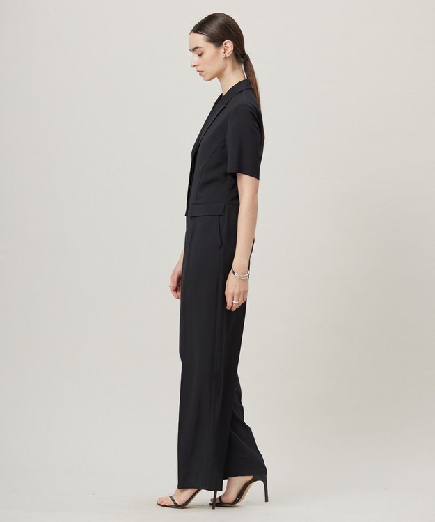 ICB L 【接触冷感・UVケア・吸水速乾・防シワ・洗える】 ドレープツイル オールインワン ブラック系