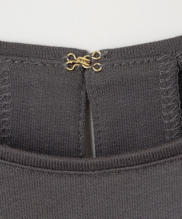 組曲 L ミニ裏毛チュールスリーブ カットソー チャコールグレー系