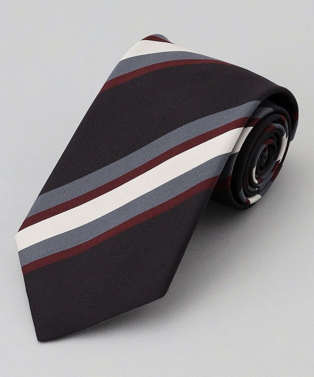 GOTAIRIKU GOTAIRIKU別注【MANTERO/マンテロ】ネクタイ_レジメンタル ブラック×グレー×ホワイト×ボルドー