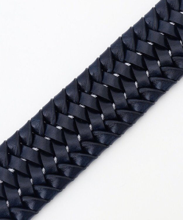 JOSEPH ABBOUD 【キングサイズ・イタリア素材・ストレッチ・日本製】ストレッチレザーメッシュ ベルト ネイビー系