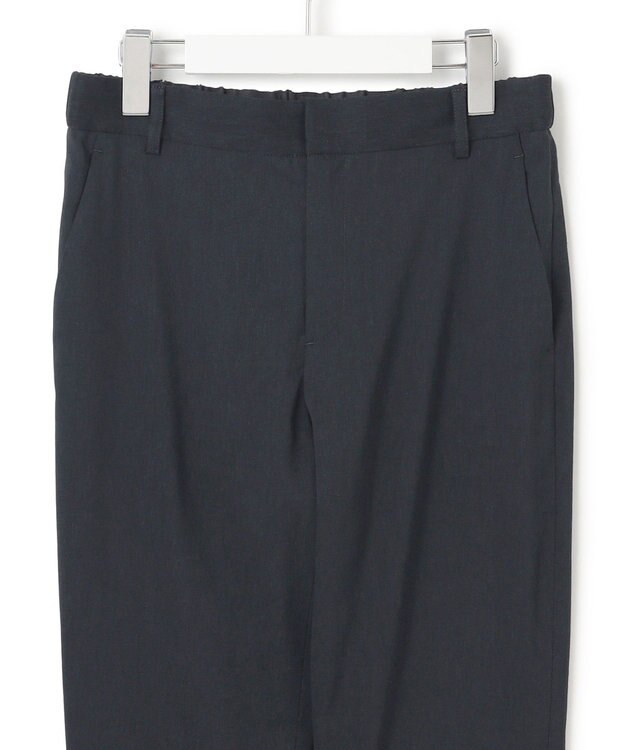 23区 L 【洗える】リネンレーヨンストレッチ テーパード パンツ ネイビー系