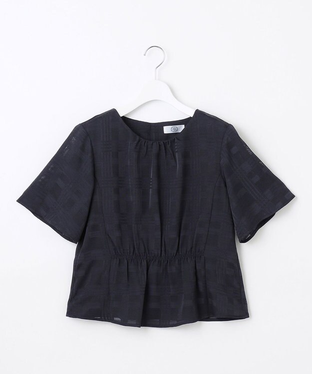 J.PRESS LADIES スラブカラミチェック カットソー ネイビー系