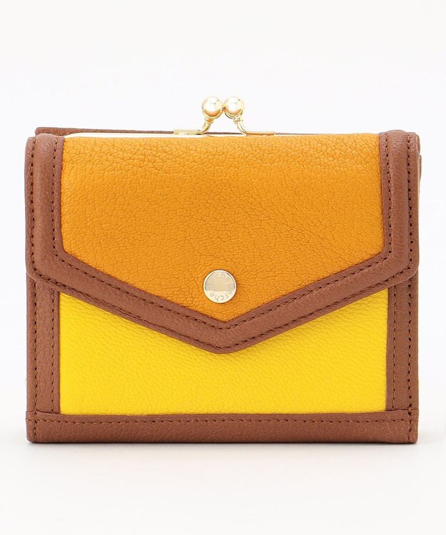UNBILLION ペルケ perche トリミング配色外ガマ二つ折り財布 ミックスイエロー