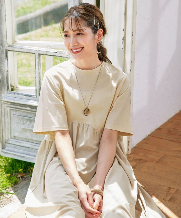 Tiaclasse 【洗える】切替マキシワンピース アイボリー