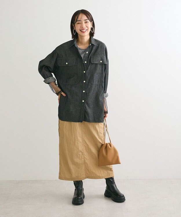 Green Parks デニムＢＩＧシャツ Black