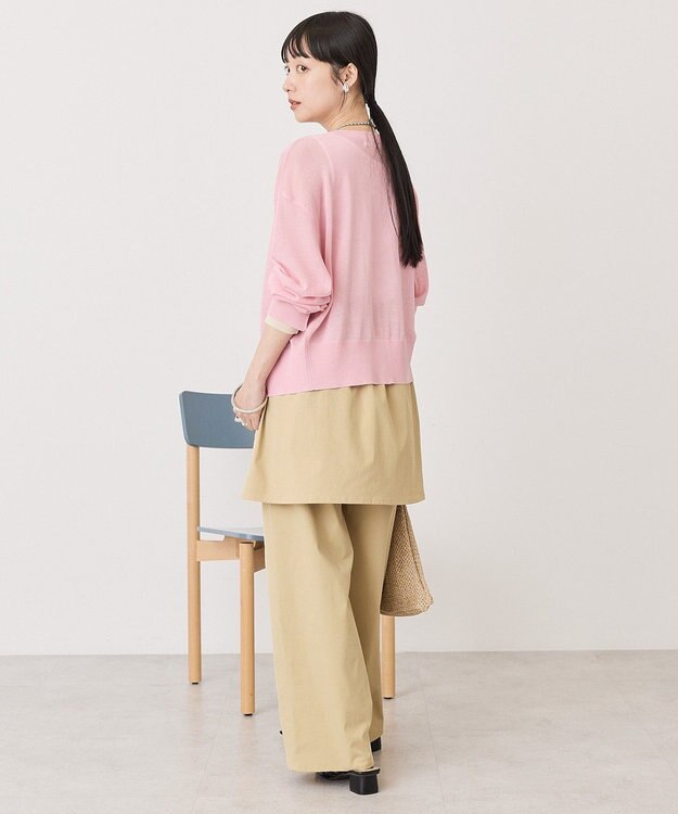 AMERICAN HOLIC シアー配色ニットカーディガン Pink