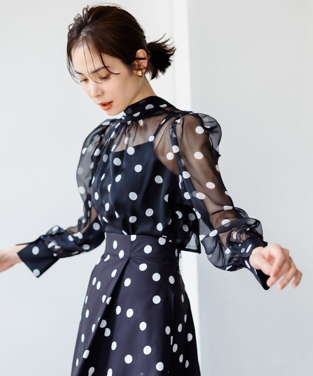 組曲 【組曲×setsuko sagittaire】シフォンプリント2WAYブラウス ブラック系5