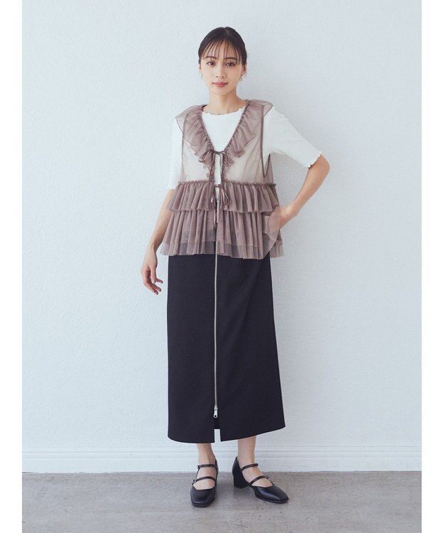 earth music&ecology Ｚｉｐスカート Black