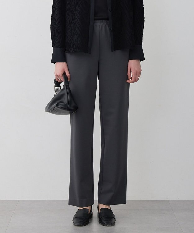 ICB ナイロンストレッチポンチ セミワイドパンツ チャコール