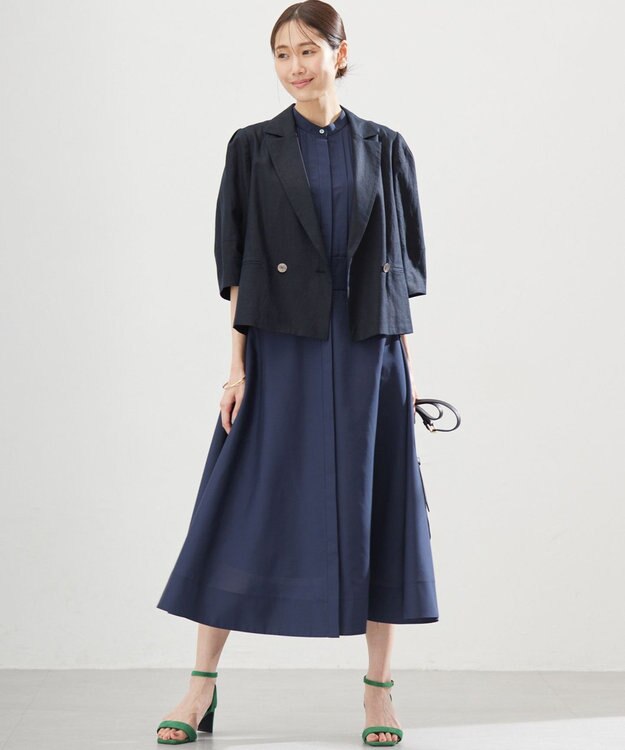 組曲 L リネンレーヨン ジャケット ネイビー系