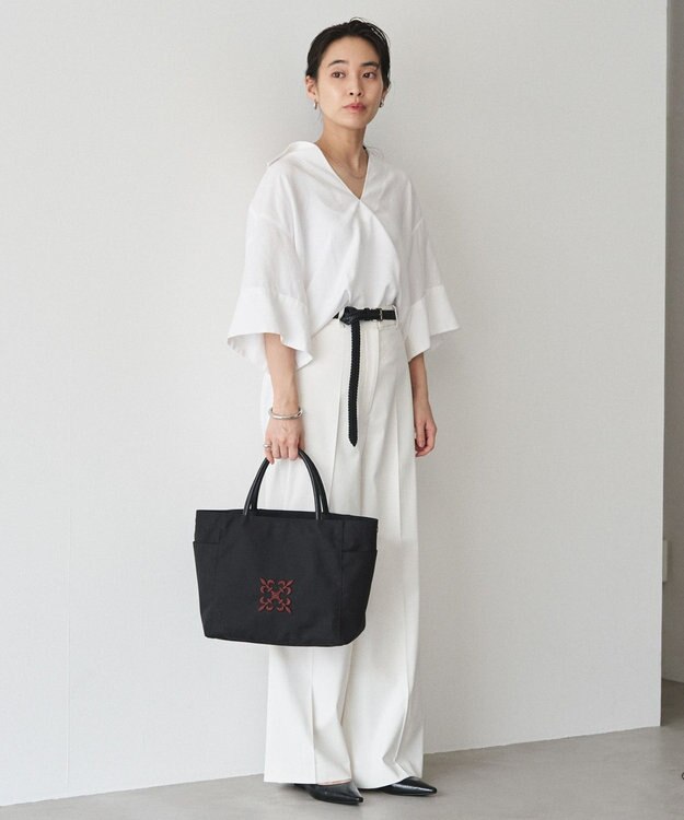 russet 【モノグラム刺繍】コーデュラナイロントートバッグ（CE-1776） Black