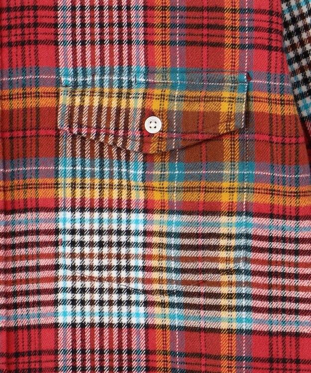 J.PRESS MEN 【KING SIZE】コットンネル マルチチェックシャツ/B.D レッド系3