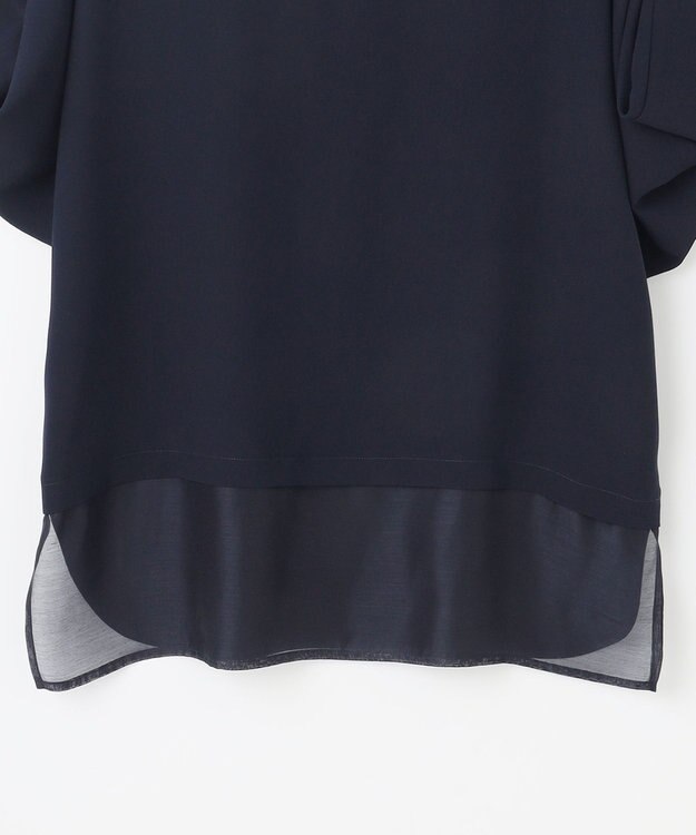 23区 【洗える/一部店舗限定】ストレッチジョーゼット シアー カットソー ネイビー系