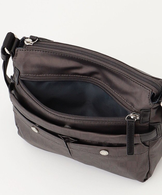 LA BAGAGERIE モノグラム　スクエアナイロンショルダー　SSサイズ ガンメタリック